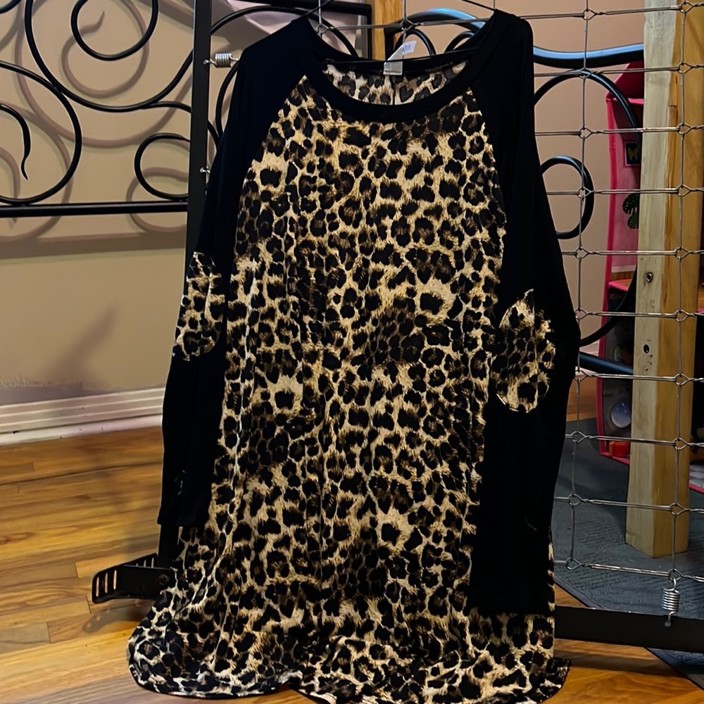 Black cheetah dress, new without tag
